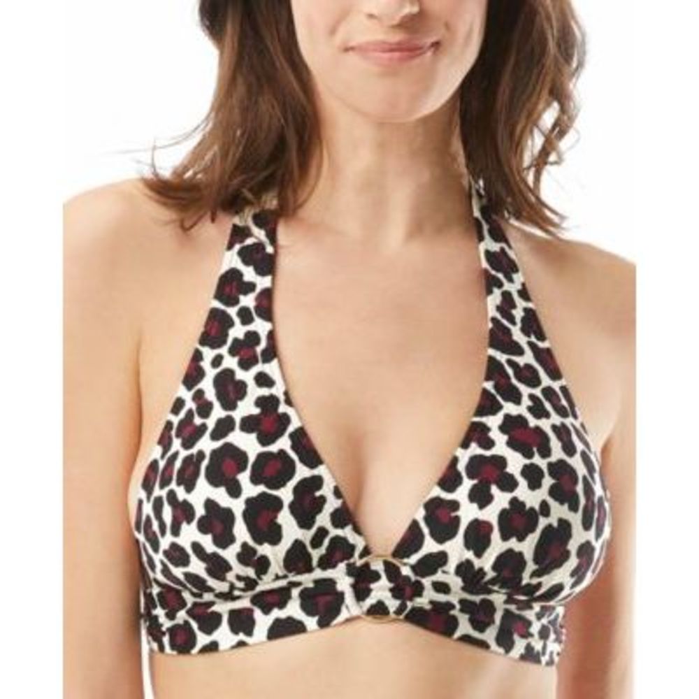 MSRP $70 Michael Michael Kors Ring Halter Bikini Top Red Size Small